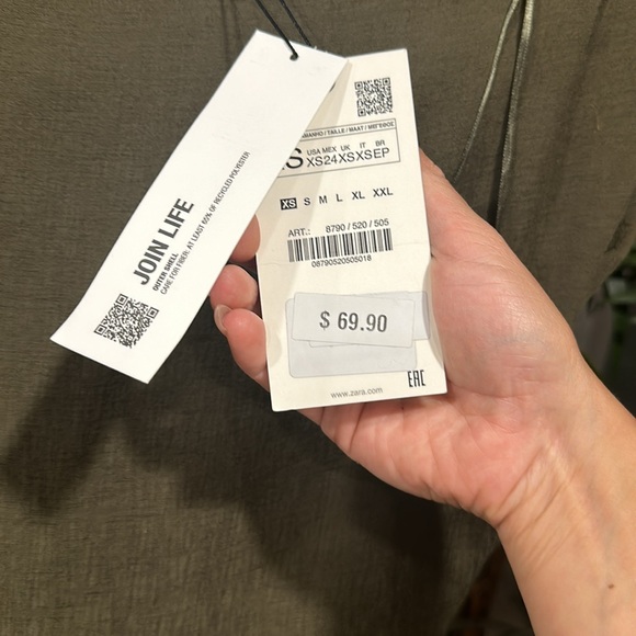 Zara Women’s light Army Green Ruched Side Maxi Dress Size xs brand new w tags - Picture 5 of 10